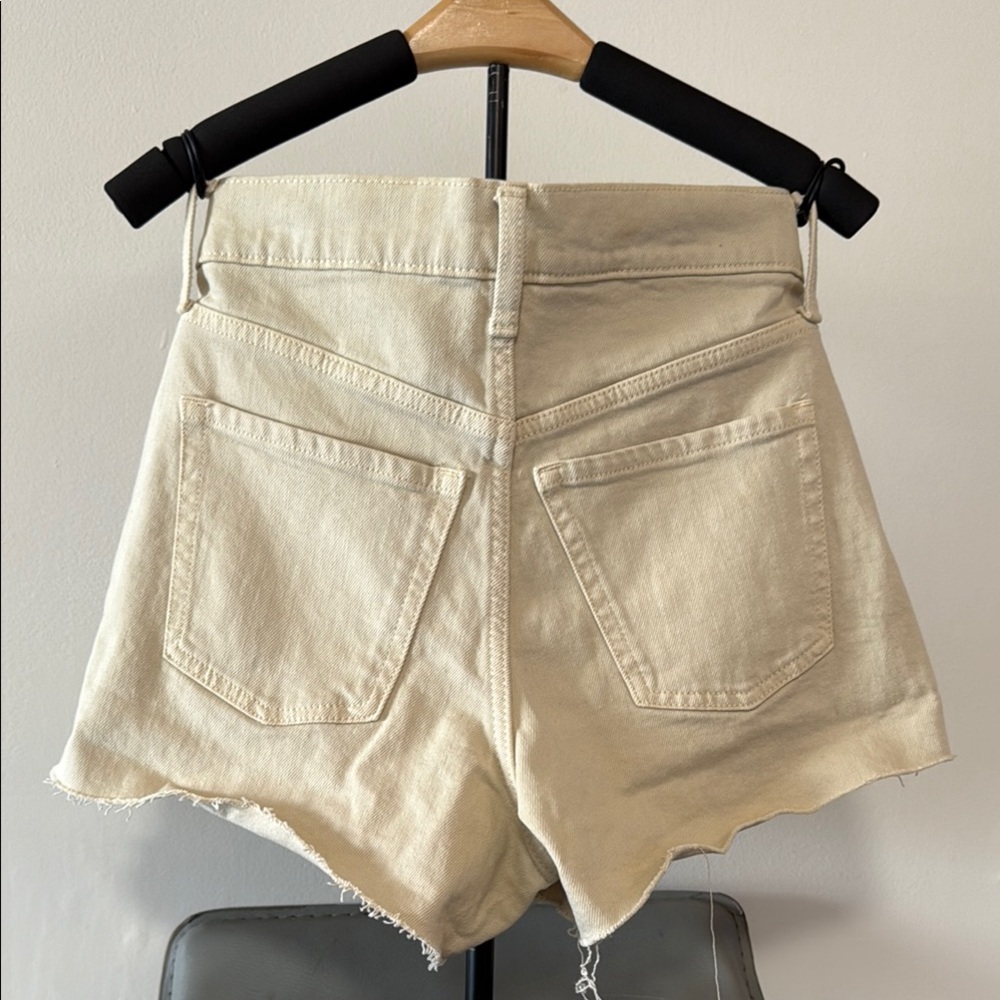 Women's Cream Denim Shorts - Picture 2 of 4